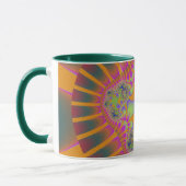 Trendy Oranje, Green and Pink Fractal Mok (Links)