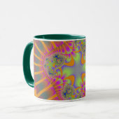 Trendy Oranje, Green and Pink Fractal Mok (Voorkant links)