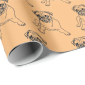 Trendy Oranje Hipster Masculine Pug Dog Drawing Cadeaupapier (Rol Hoek)