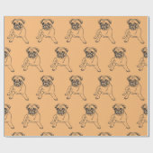 Trendy Oranje Hipster Masculine Pug Dog Drawing Cadeaupapier (Vlak)