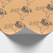 Trendy Oranje Hipster Masculine Pug Dog Drawing Cadeaupapier (Hoek)