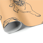 Trendy Oranje Hipster Masculine Pug Dog Drawing Cadeaupapier (Rol Hoek)