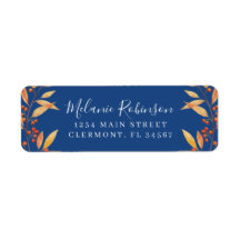Trendy Oranje Leaves Autumn Return Address Label
