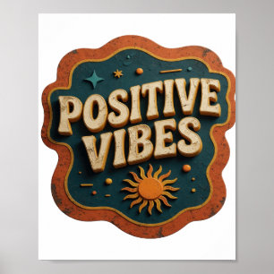 Trendy Oranje POSITIEVE VIBES Ontwerp Poster