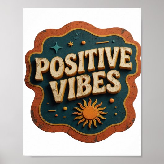 Trendy Oranje POSITIEVE VIBES Ontwerp Poster (Voorkant)