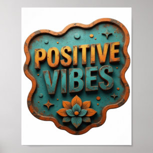 Trendy Oranje POSITIEVE VIBES Poster