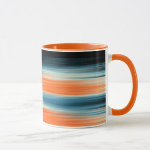 Trendy Oranje Red Blue Stripes Mok