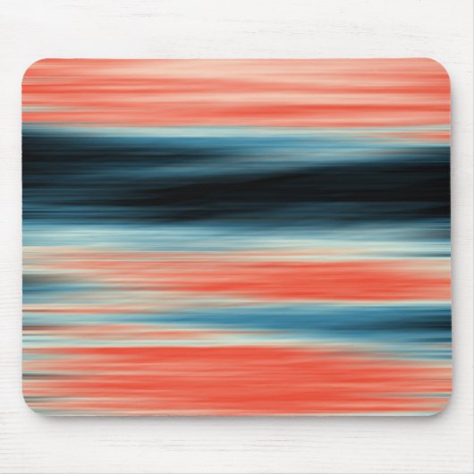 Trendy Oranje Red Blue Stripes Muismat (Voorkant)