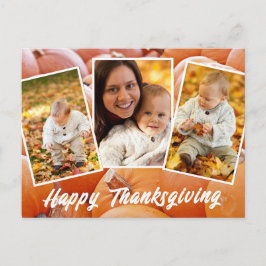 Trendy Oranje Red Family Foto Thanksgiving Briefkaart