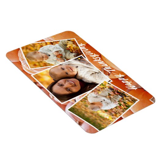 Trendy Oranje Red Family Foto's Thanksgiving Magneet (Rechterzijde)