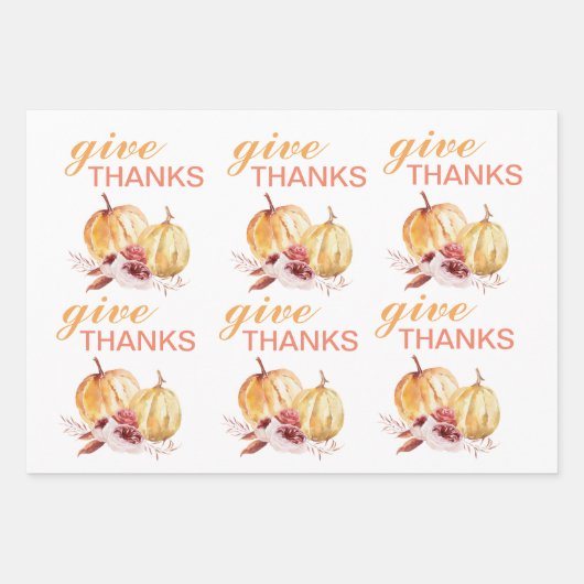 Trendy Oranje & Red Geef Bedankt & pompoen Inpakpapier Vel (Voorkant 2)