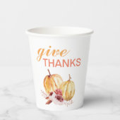 Trendy Oranje & Red Geef Bedankt & pompoen Papieren Bekers (Voorkant)