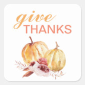 Trendy Oranje & Red Geef Bedankt & pompoen Vierkante Sticker (Voorkant)