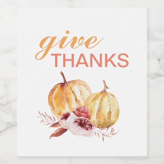 Trendy Oranje & Red Geef Bedankt & pompoen Wijn Etiket (Enkel label)