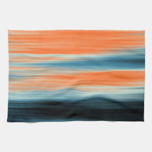 Trendy Oranje Rood Blauwe Strepen Theedoek