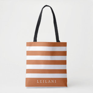 Trendy Oranje Streeppatroon Tote Bag