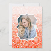 Trendy Oranje strepen Floral Foto Verjaardag Kaart (Achterkant)