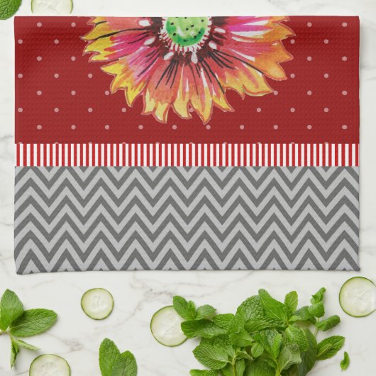 Trendy Oranje ventilator, donkergrijze keukenhandd Theedoek (Gevouwen)