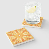 Trendy Oranje, Yellow Fractal Stenen Onderzetter (Zijkant)
