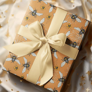 Trendy Oranje Zoemende Honingbij voor Lente & Zome Cadeaupapier