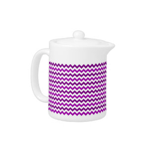 Trendy Orchid Paars Chevron Zigzag Theepot