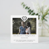 Trendy Ornamental Heart Black Lace Wedding Save The Date (Staand voorkant)