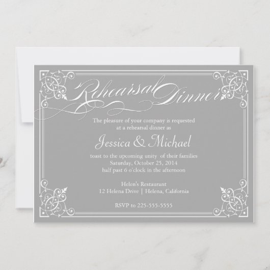 Trendy Ornamental Rehearsal Dinner Kaart (Voorkant)