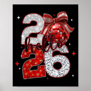 Trendy Oud en Nieuw Hallo 2026 Gelukkig Nieuwjaar Poster