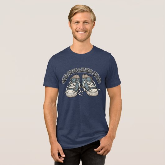 Trendy Oude Sneaker Club Design Tri-Blend Shirt (Voorkant volledig)