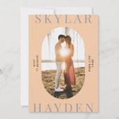 Trendy Oval Photo Modern Save the Date Kaart (Voorkant)