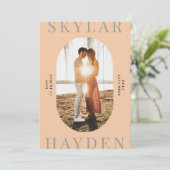 Trendy Oval Photo Modern Save the Date Kaart (Staand voorkant)