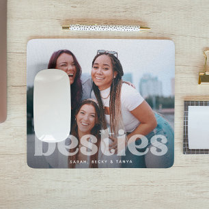 Trendy Overlay Beste Vriendin Typografie Foto Muismat