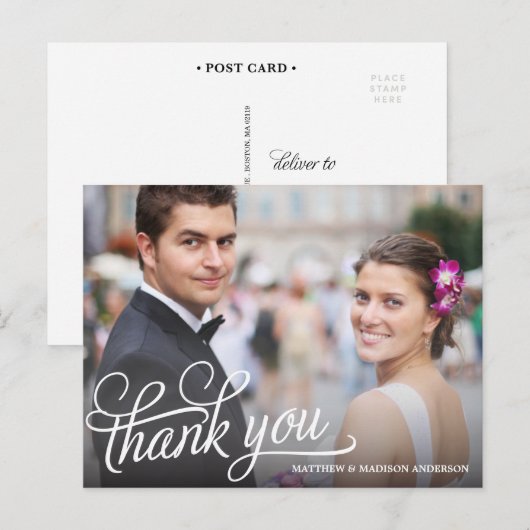 TRENDY OVERLAY | BRUILOFT BEDANKT POST KAART (Voorkant / Achterkant)