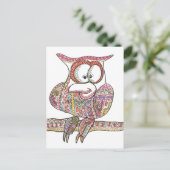 Trendy Owl - Abstracte kunstinkttekening Briefkaart (Staand voorkant)