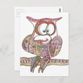 Trendy Owl - Abstracte kunstinkttekening Briefkaart (Voorkant / Achterkant)