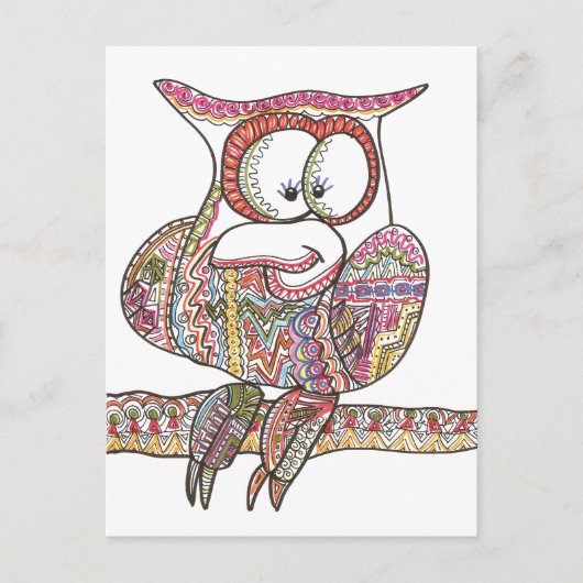 Trendy Owl - Abstracte kunstinkttekening Briefkaart (Voorkant)