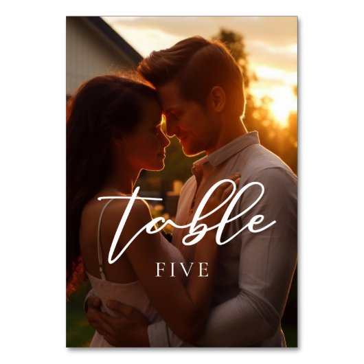 Trendy paar foto witte script overlay bruiloft kaart (Voorkant)