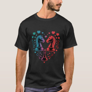 Trendy Paard Schaakstukken Hartvorm T-shirt