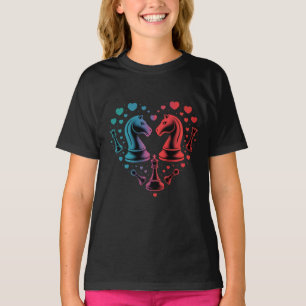 Trendy Paard Schaakstukken Hartvorm T-shirt