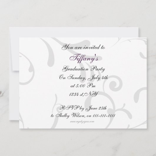 trendy paars Afstuderen foto Uitnodiging (Achterkant)