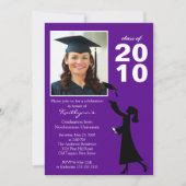 Trendy Paars & Black Afstuderen Invitation Kaart (Voorkant)