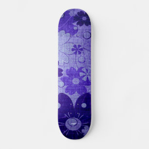 Trendy Paars Blue Flower  Skateboard