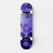 Trendy Paars Blue Flower  Skateboard (Voorkant)
