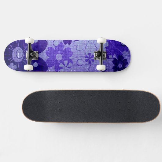 Trendy Paars Blue Flower  Skateboard (Horizontaal)