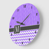 Trendy Paars Chevron Grote Klok (Hoek)