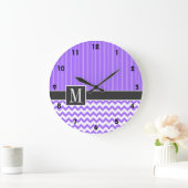 Trendy Paars Chevron Grote Klok (Huis)