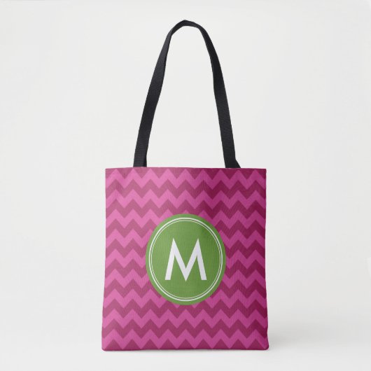 Trendy Paars Chevron Monogram Tote Bag (Voorkant)