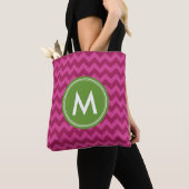 Trendy Paars Chevron Monogram Tote Bag (Dichtbij)