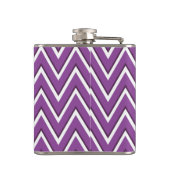 Trendy Paars Chevron Pattern Gray Monogram Heupfles (Achterkant)