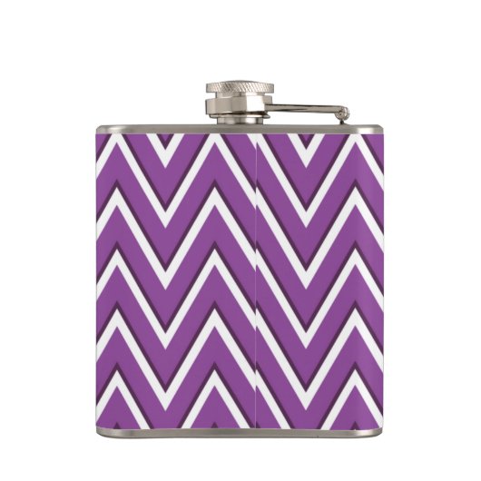 Trendy Paars Chevron Pattern Gray Monogram Heupfles (Achterkant)